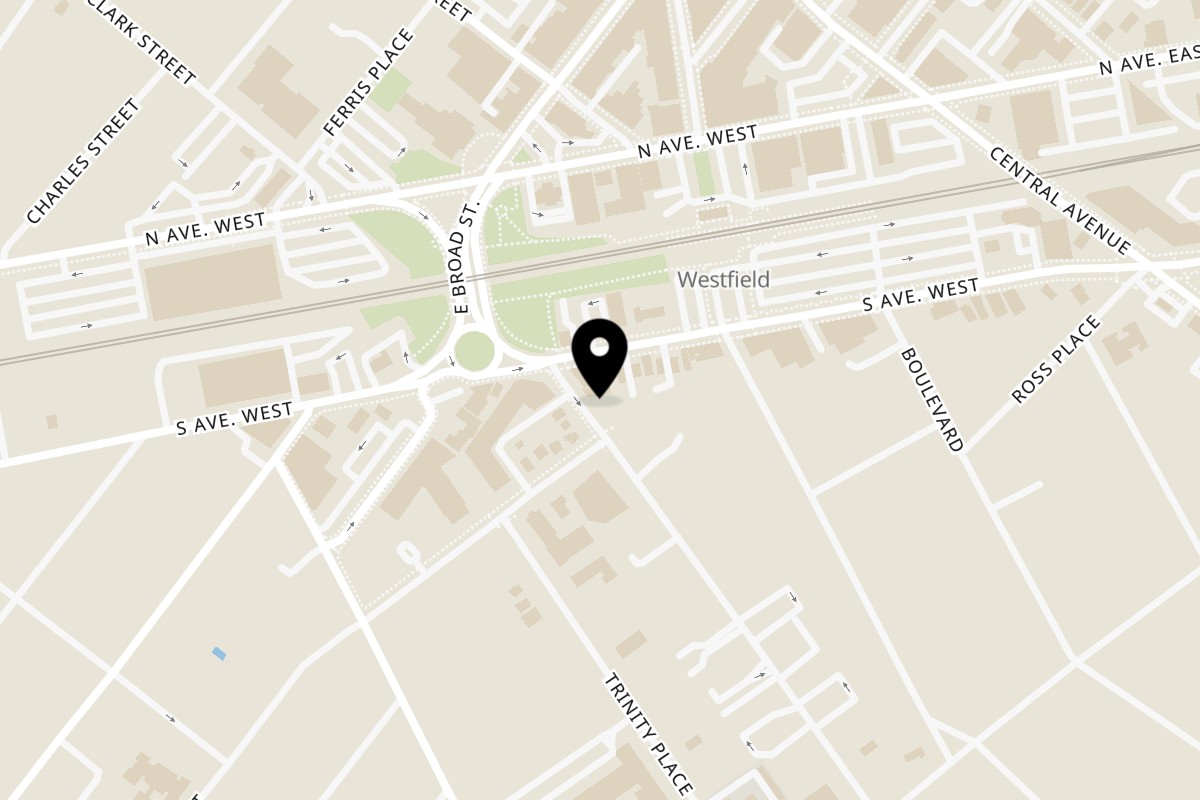 Map showing the location of vPho Westfield on 415 Westfield Ave in Westfield